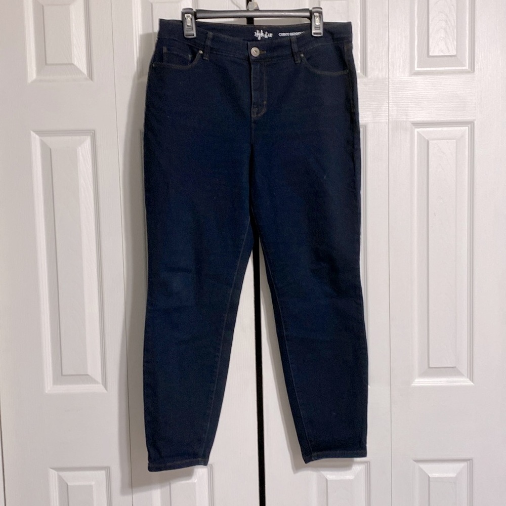 Style & Co cotton blend curvy skinny leg denim jean pants size 12P